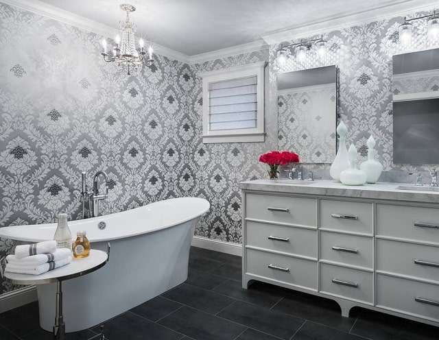 Обои для ванной комнаты: какие подойдут, как выбрать, особенности поклейки - фото4 Обои для ванной комнаты: какие подойдут, как выбрать, особенности поклейки - фото4