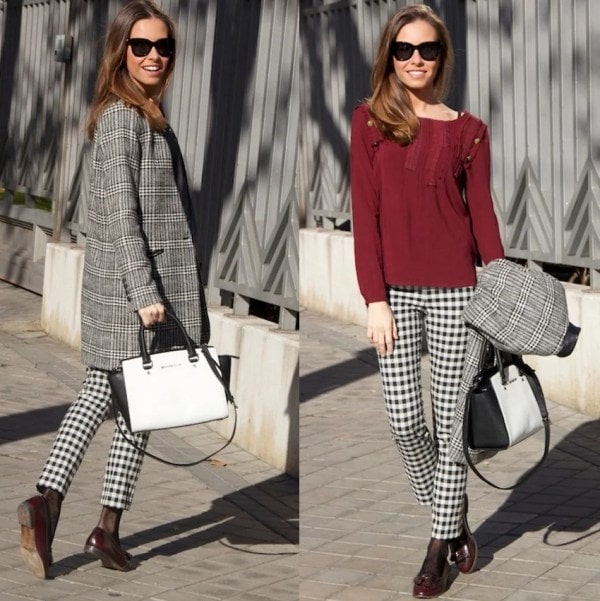 С чем носить брюки в клетку: женские модные луки - фото2