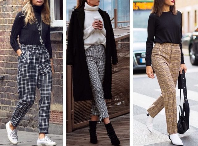 С чем носить брюки в клетку: женские модные луки - фото3