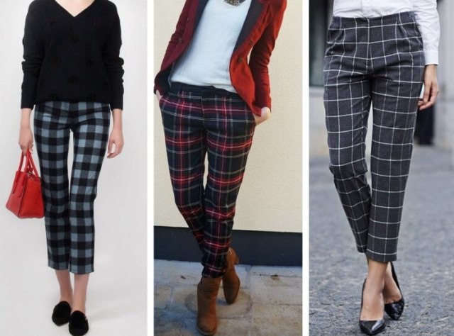 С чем носить брюки в клетку: женские модные луки - фото4