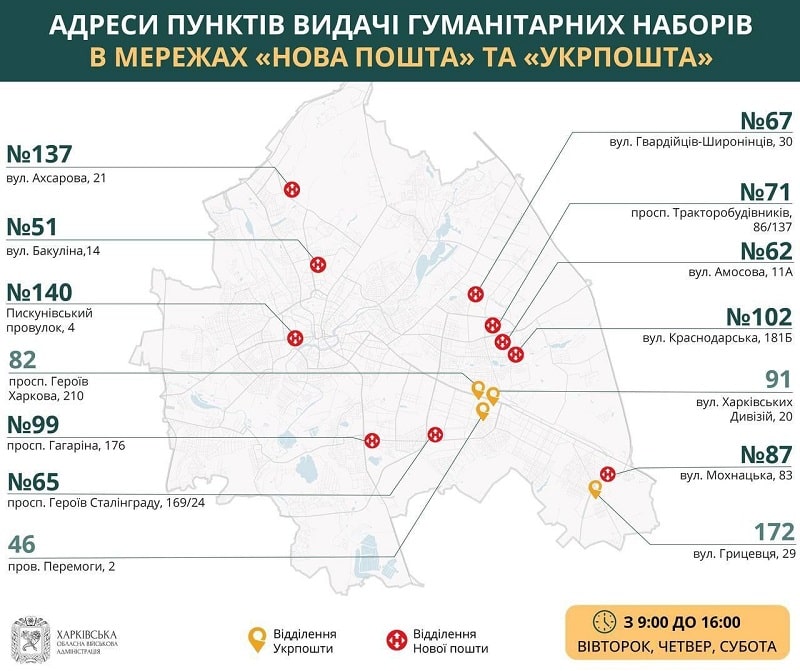 Пункты выдачи гуманитарных наборов