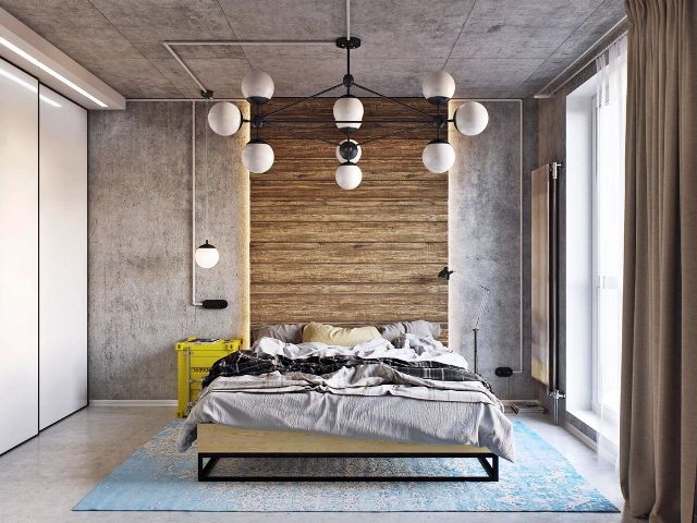 Спальня в стиле лофт в квартире: идеи интерьера - фото4