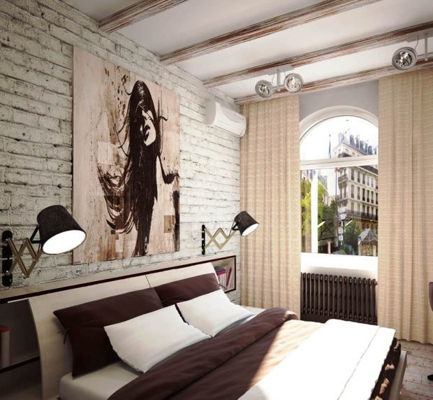 Спальня в стиле лофт в квартире: идеи интерьера - фото5