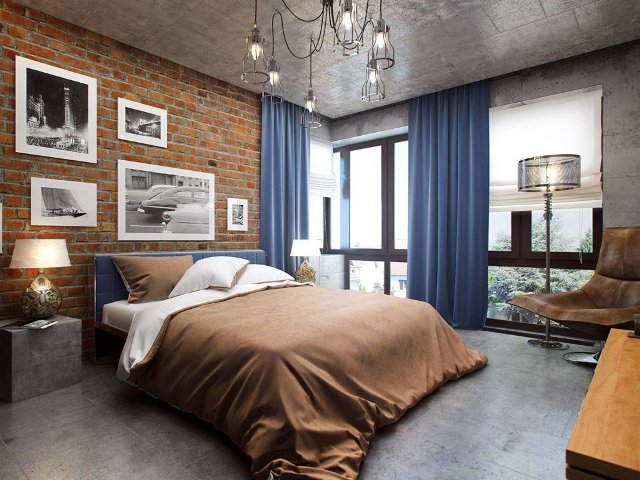 Спальня в стиле лофт в квартире: идеи интерьера - фото6