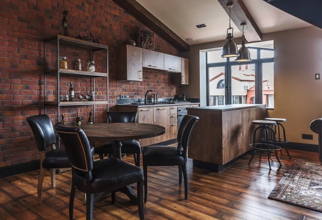 Деревянный стол в интерьере в стиле лофт (идеи) - фото6