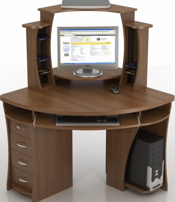 Компьютерные столы угловые с полками и ящиками - фото6