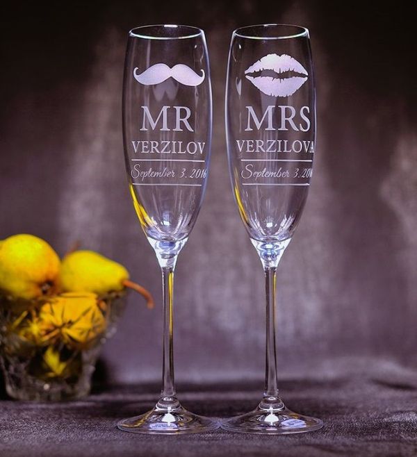 Свадебные бокалы своими руками: идеи по украшению - фото6