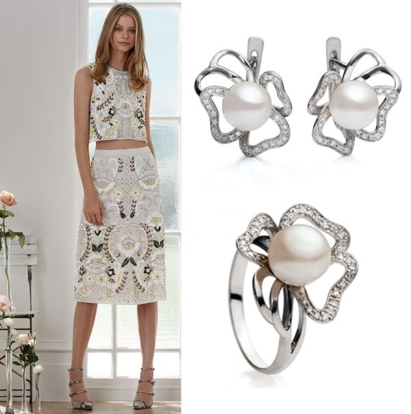 Серьги из белого золота с жемчугом