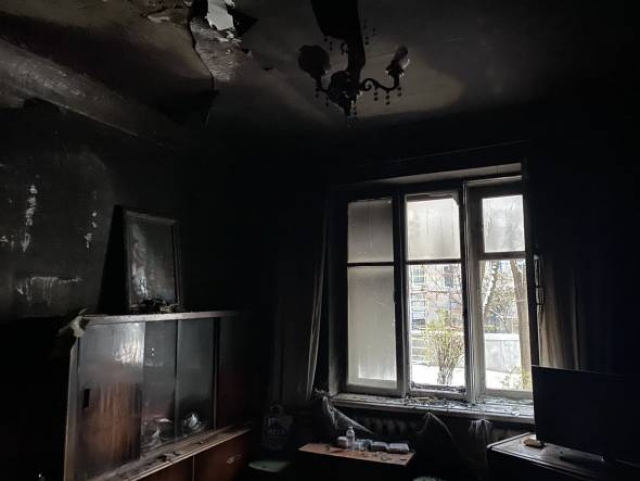 Пожар на пр. Гагарина в Харькове - есть пострадавшая