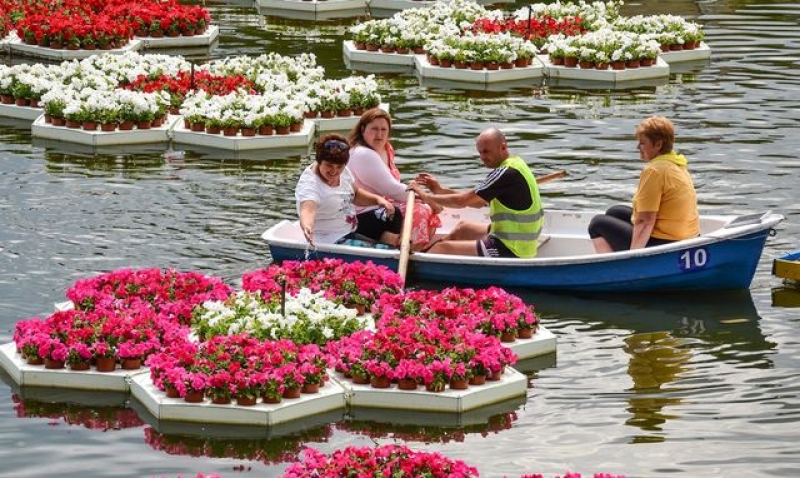 Из сквера «Стрелка» уберут плавающие клумбы