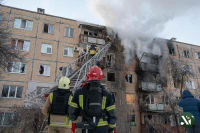 Российский беспилотник ударил по жилой многоэтажке в Салтовском районе Харькова