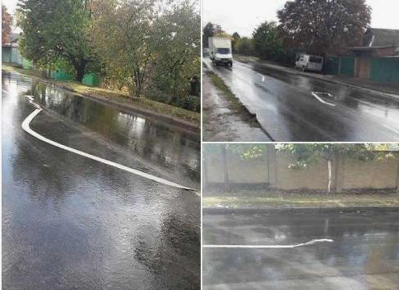 У вас разметка отклеилась: В Харькове дорожные разметки не справились с дождем (фотофакт)