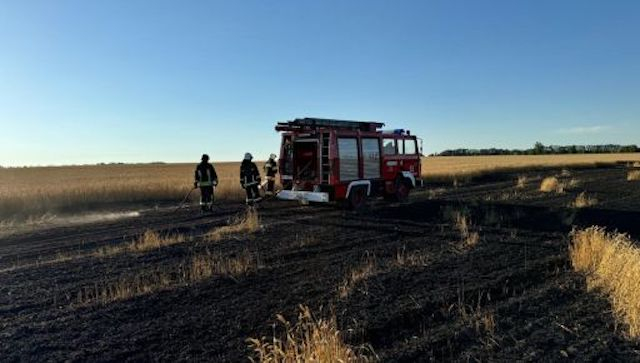 Россияне снова сожгли пшеничное поле в Золочевской громаде