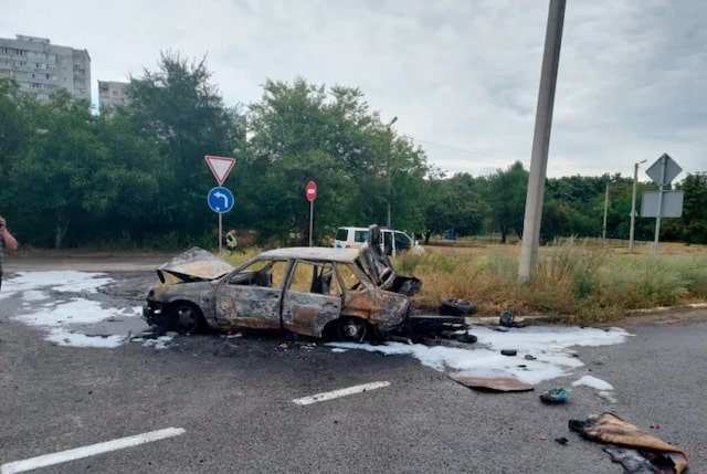 Во время ДТП в Индустриальном районе сгорел автомобиль