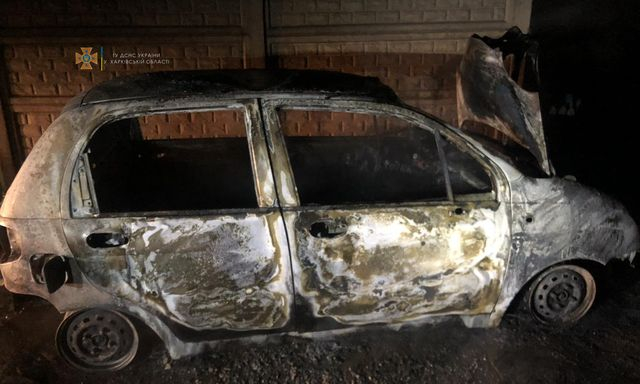 В Харькове ночью сгорел автомобиль «Daewoo Matiz»