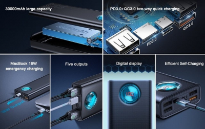Повербанк Baseus 65 W PD 30000 mAh 65 W: огляд та можливість придбання в інтернет-магазині PhoneDepot