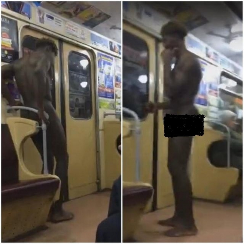 По харьковскому метро рассекал голый иностранец (фотофакт)